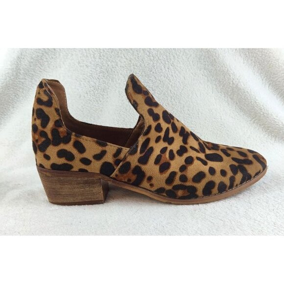 Shoe Boots Leather Leopard Print Low Heel - Picture 10 of 11